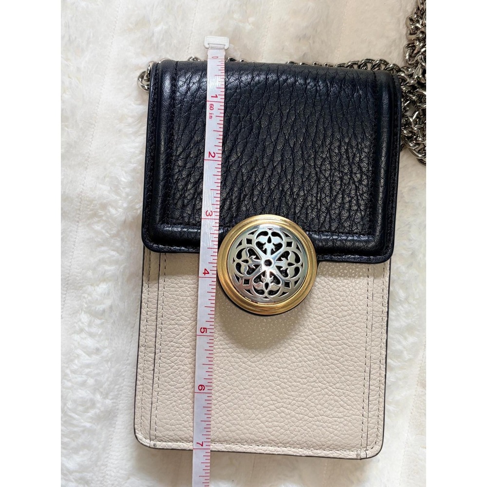 Vtg.  Brighton Ferrara crossbody and phone organizer black and cream chain strap - Picture 11 of 11